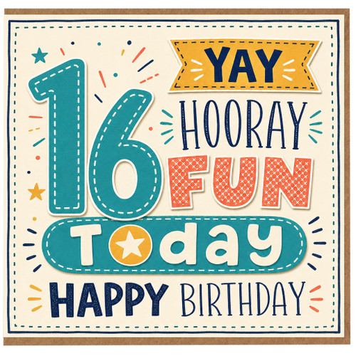 16th Birthday Card, Happy Birthday 16 Today Card