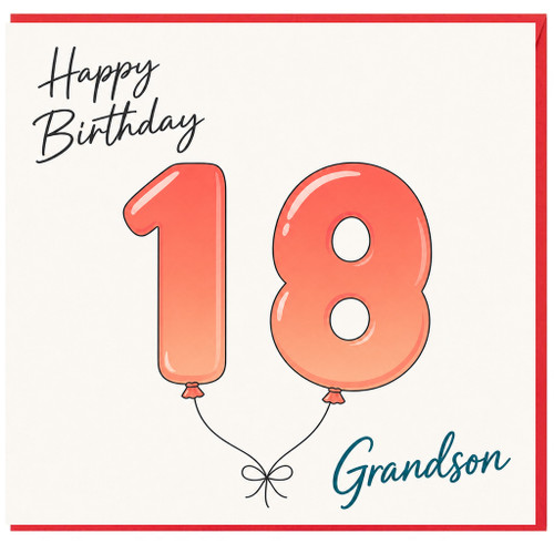 18th Birthday Card for Grandson, Happy Birthday Balloon Number 18 Card