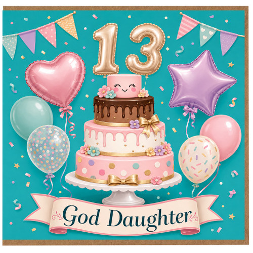 God Daughter 13th Birthday Card