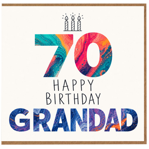 70th Birthday Card for Grandad, Happy Birthday Grandad Card