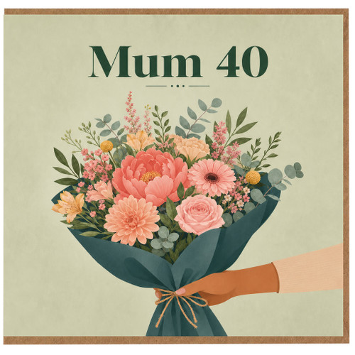 40th Birthday Card for Mum, Floral Bouquet Design