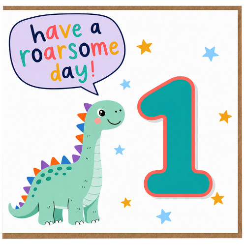 1st Birthday Card for Boy or Girl Dinosaur Have a Roarsome Day