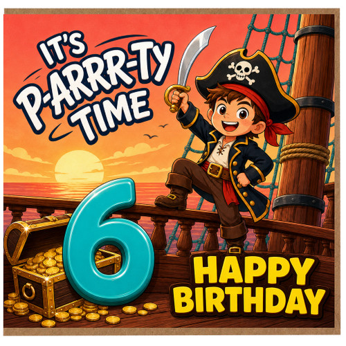 6th Birthday Card for Boy, Pirate Birthday Card
