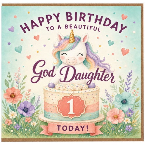 God Daughter 1st Birthday Card, Happy Birthday to a Beautiful God Daughter Today Unicorn Card