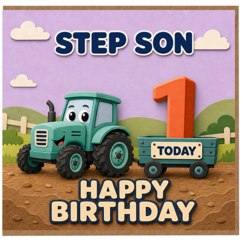 Step Son 1st Birthday Card