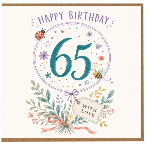 65th Birthday Card, Floral 65 Birthday Card, Happy Birthday Card for Her