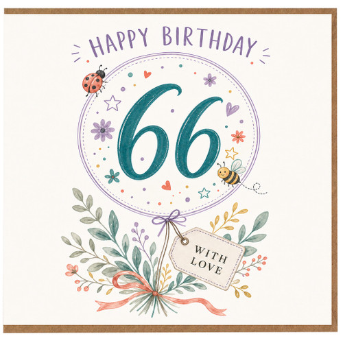 66th Birthday Card, Happy Birthday Floral Card With Love