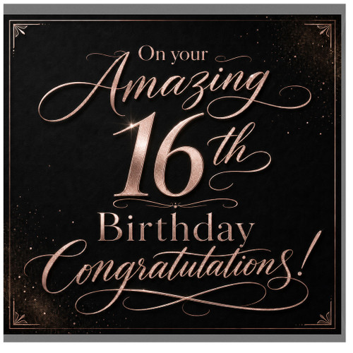 16th Birthday Card, On Your Amazing 16th Birthday Congratulations Card