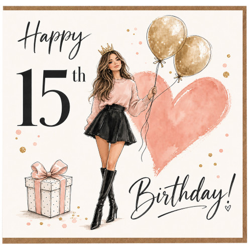 15th Birthday Card for Girl, Happy 15th Birthday Card, Teen Birthday Card