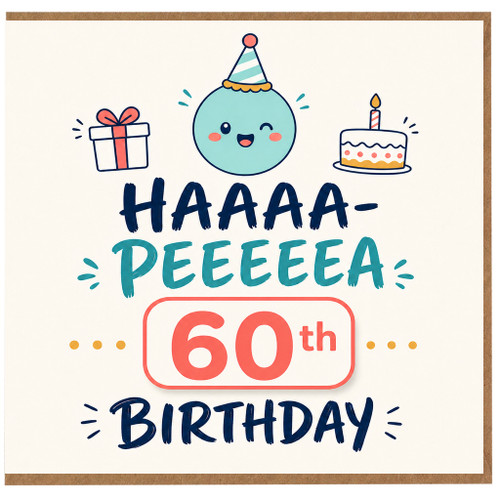 60th Birthday Card, Funny Cute Party Birthday Card