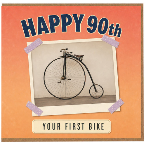 90th Birthday Card, Happy 90th Your First Bike Vintage Bicycle Card