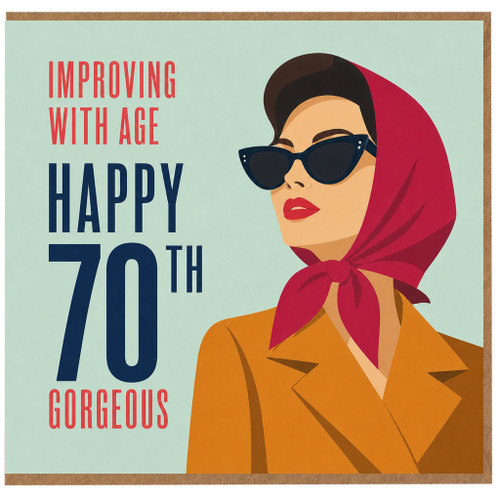 70th Birthday Card for Her, Improving with Age Happy 70th Gorgeous Card