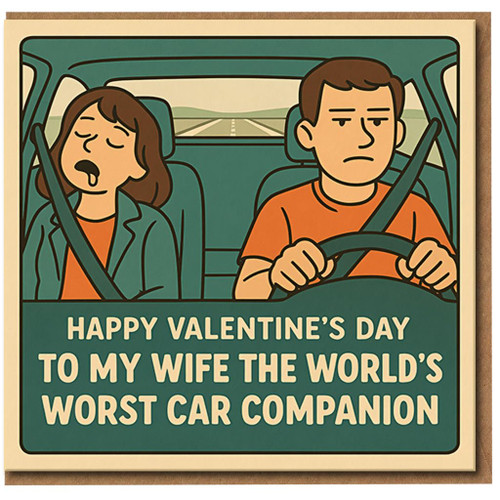 Funny Valentine's Day Card for Wife - World's Worst Car Companion - Humorous Driving Joke, Cute Couples Card, Love/Anniversary
