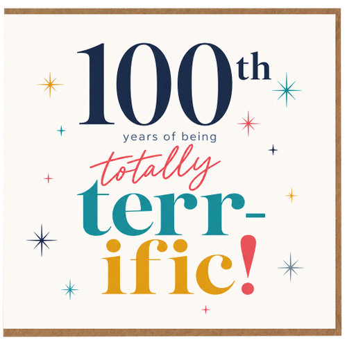 100th Birthday Card, Totally Terrific 100 Years of Being Amazing Card