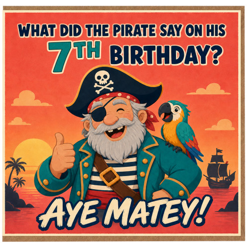 7th Birthday Card Pirate Joke Card for Boy