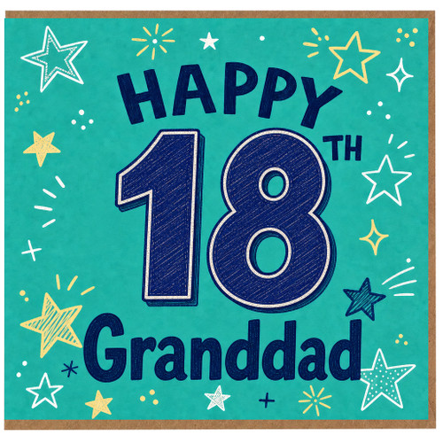 18th Birthday Card for Granddad, Happy 18th Granddad Card