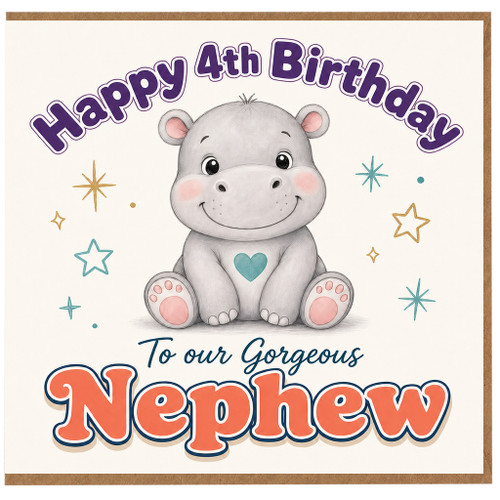 4th Birthday Card for Nephew, Happy 4th Birthday Gorgeous Nephew Card