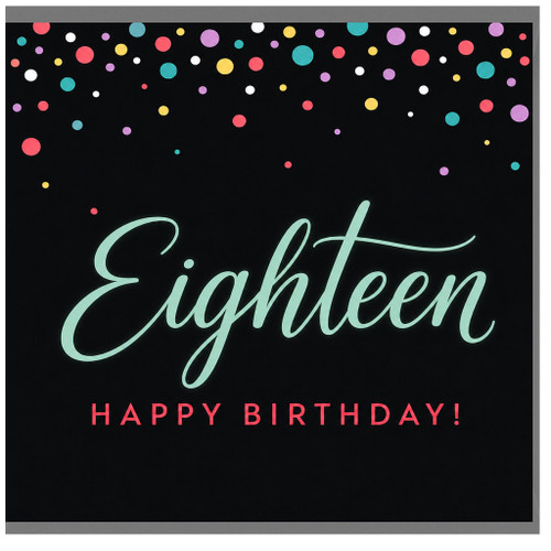 18th Birthday Card Eighteen Happy Birthday Card
