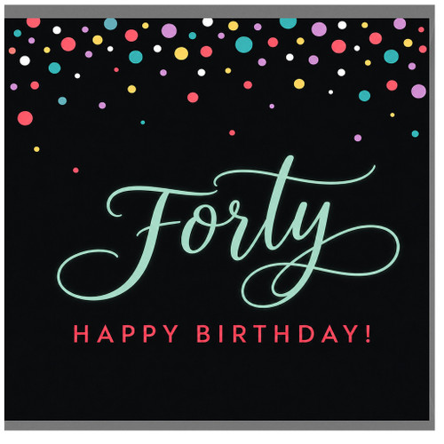 40th Birthday Card, Forty Happy Birthday Card