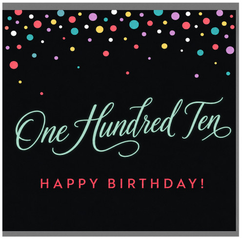 110th Birthday Card, One Hundred Ten Happy Birthday Card