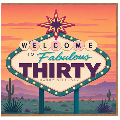 30th Birthday Card, Welcome to Fabulous Thirty Happy Birthday Card
