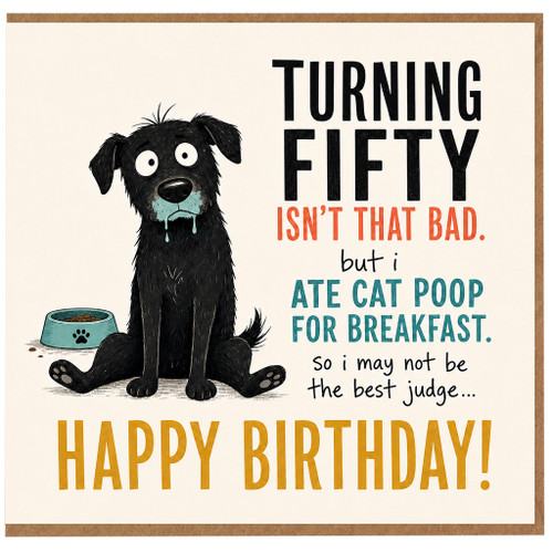 50th Birthday Card Funny Dog Lover Birthday Card Turning Fifty Happy Birthday