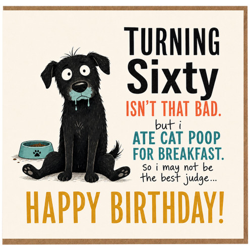 60th Birthday Card for Dog Lover, Funny Turning Sixty Birthday Card
