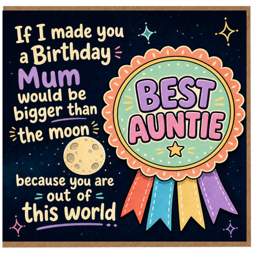Mum Birthday Card, Best Mum Out of This World Design