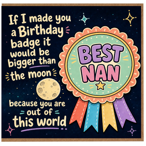 Nan Birthday Card, Best Nan Out of This World Birthday Card