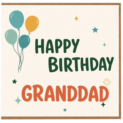 Granddad Birthday Card, Happy Birthday Grandad Balloon Design