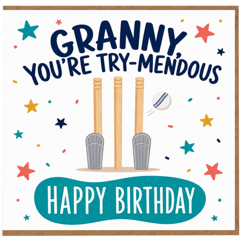 Granny Birthday Card, You're Try - Mendous Happy Birthday Cricket Card