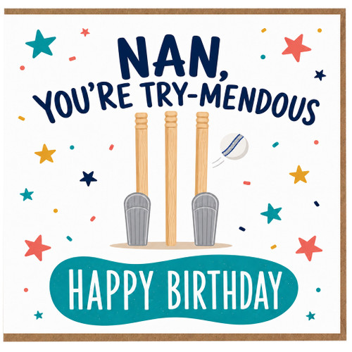 Nan Birthday Card, Try - Mendous Cricket Birthday Card