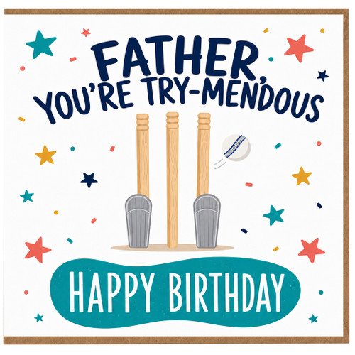 Father Birthday Card, You're Try - Mendous Happy Birthday Cricket Card