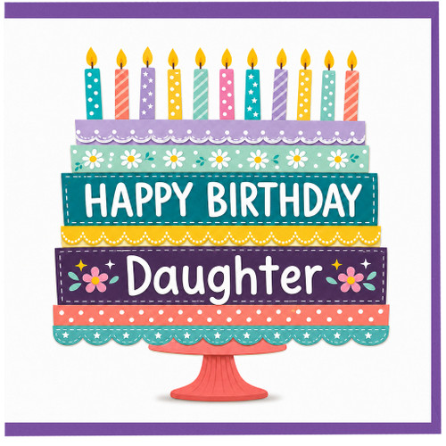 Daughter Birthday Card, Happy Birthday Cake Design Card
