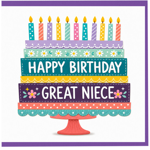 Great Niece Birthday Card, Happy Birthday Cake Design
