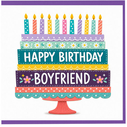 Boyfriend Happy Birthday Card, Birthday Cake Design