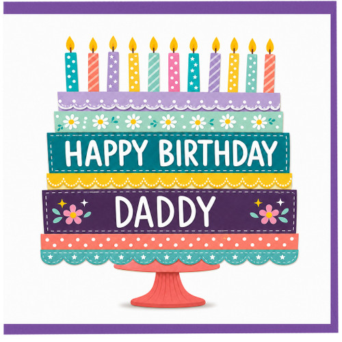 Dad Birthday Card, Happy Birthday Daddy Card, Colourful Cake Design Card