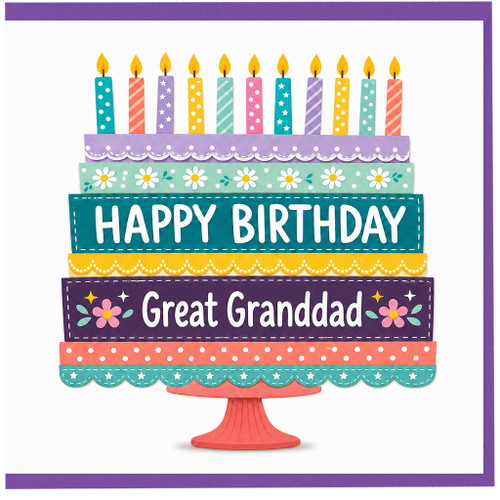 Great Granddad Birthday Card, Happy Birthday Cake Design Card