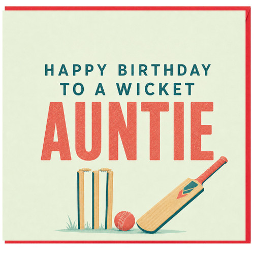 Auntie Birthday Card, Happy Birthday to a Wicket Auntie Cricket Card