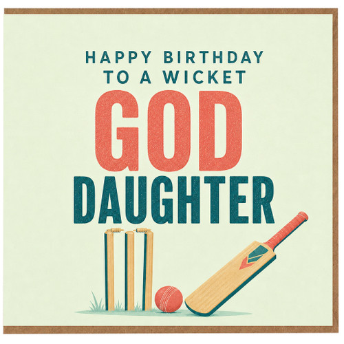 Goddaughter Birthday Card, Happy Birthday to a Wicket God Daughter Cricket Card