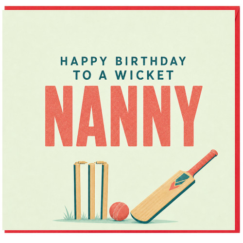 Nanny Birthday Card, Happy Birthday to a Wicket Nanny Cricket Design