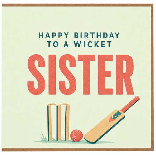 Sister Birthday Card - Happy Birthday To A Wicket Sister Cricket Card