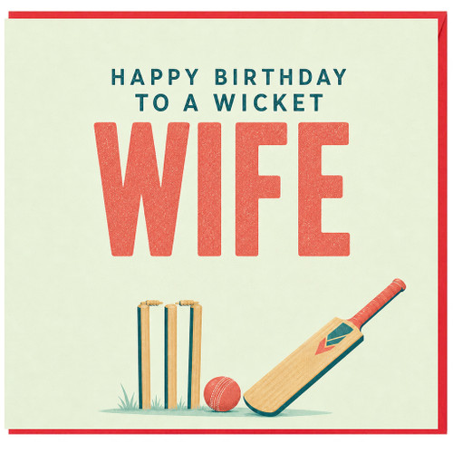 Wife Birthday Card, Happy Birthday to a Wicket Cricket Card