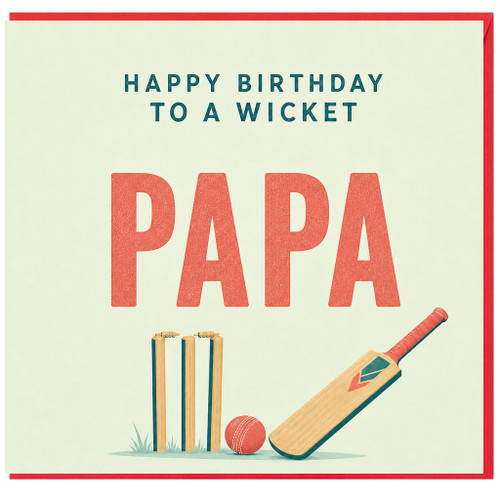 Papa Birthday Card, Happy Birthday To A Wicket Papa Cricket Card