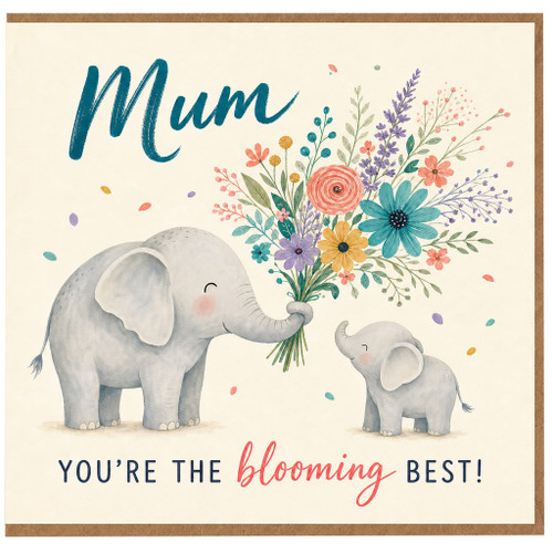 Mum Card, You're the Blooming Best Floral Elephant Greeting Card