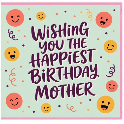 Mother Birthday Card, Wishing You The Happiest Birthday Mother Greeting Card