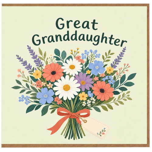 Great Granddaughter Card, Floral Card for Great Granddaughter