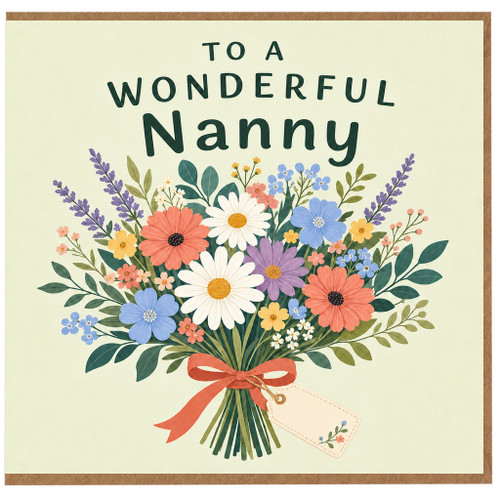 Nanny Birthday Card, To a Wonderful Nanny Floral Bouquet Card