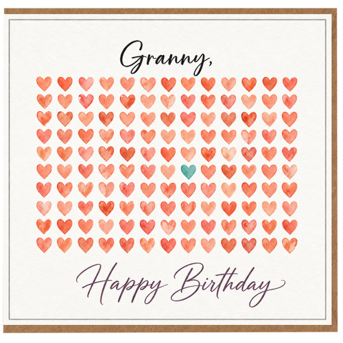 Granny Birthday Card, Heart Pattern Birthday Card for Granny