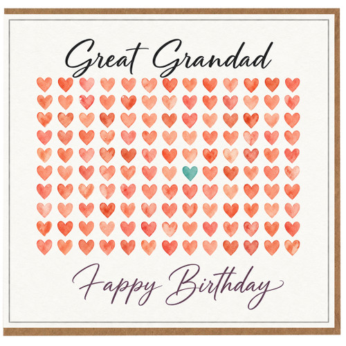 Great Grandad Birthday Card, Happy Birthday Heart Design